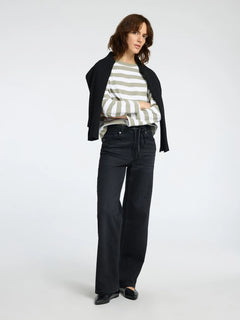 Essential Ls Striped Boxy Tee - Vetiver Bright Wide - Wide