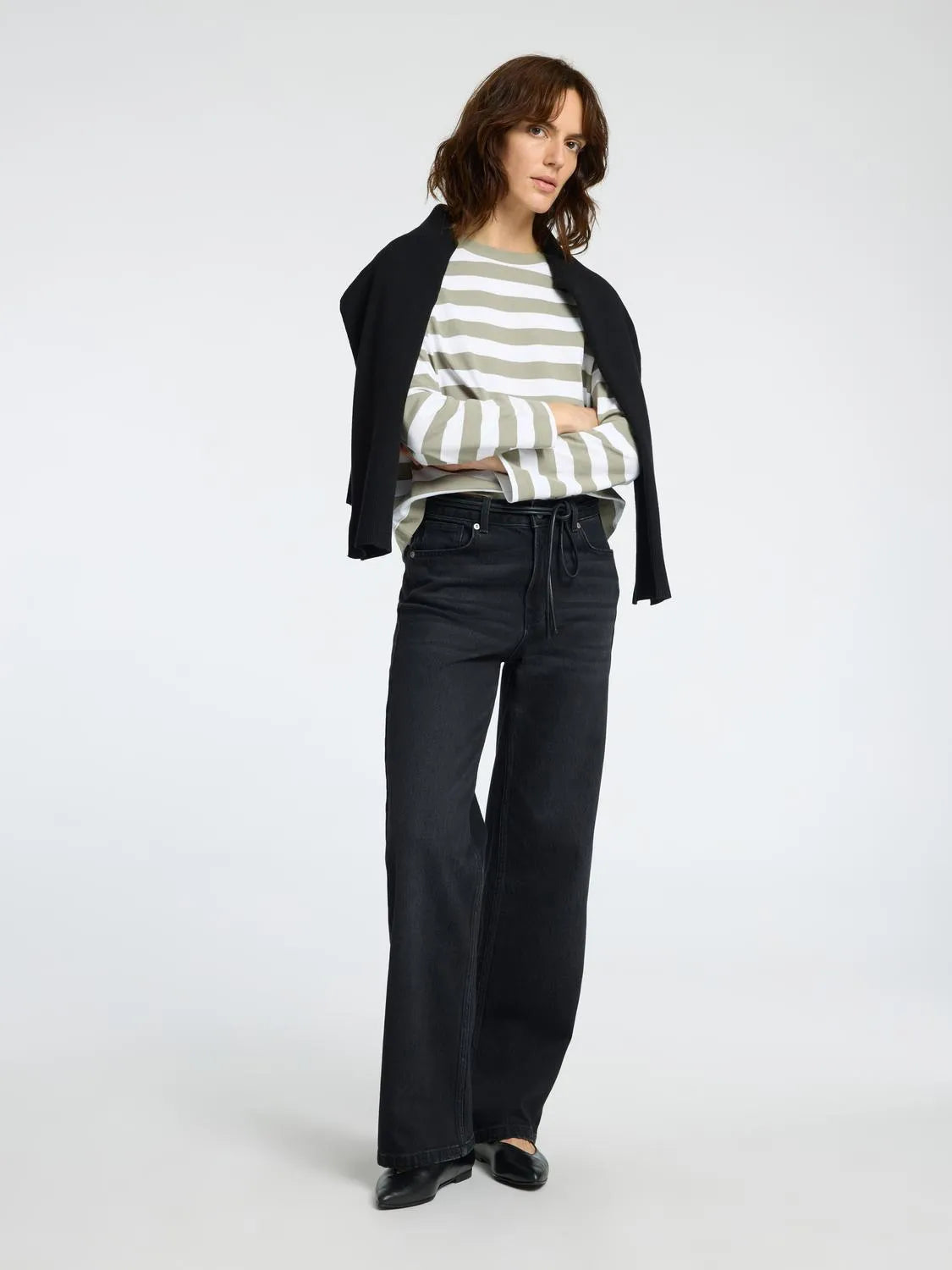 Selected Femme Essential LS Striped Boxy Tee