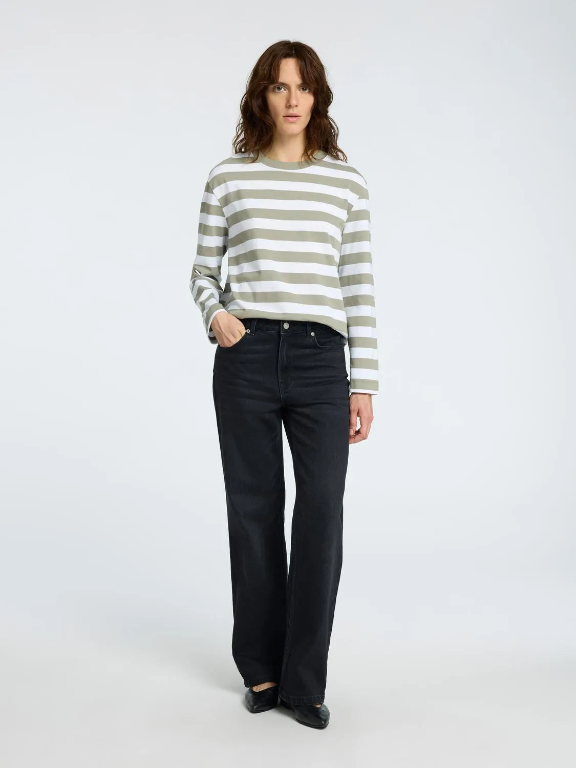 Selected Femme Essential LS Striped Boxy Tee
