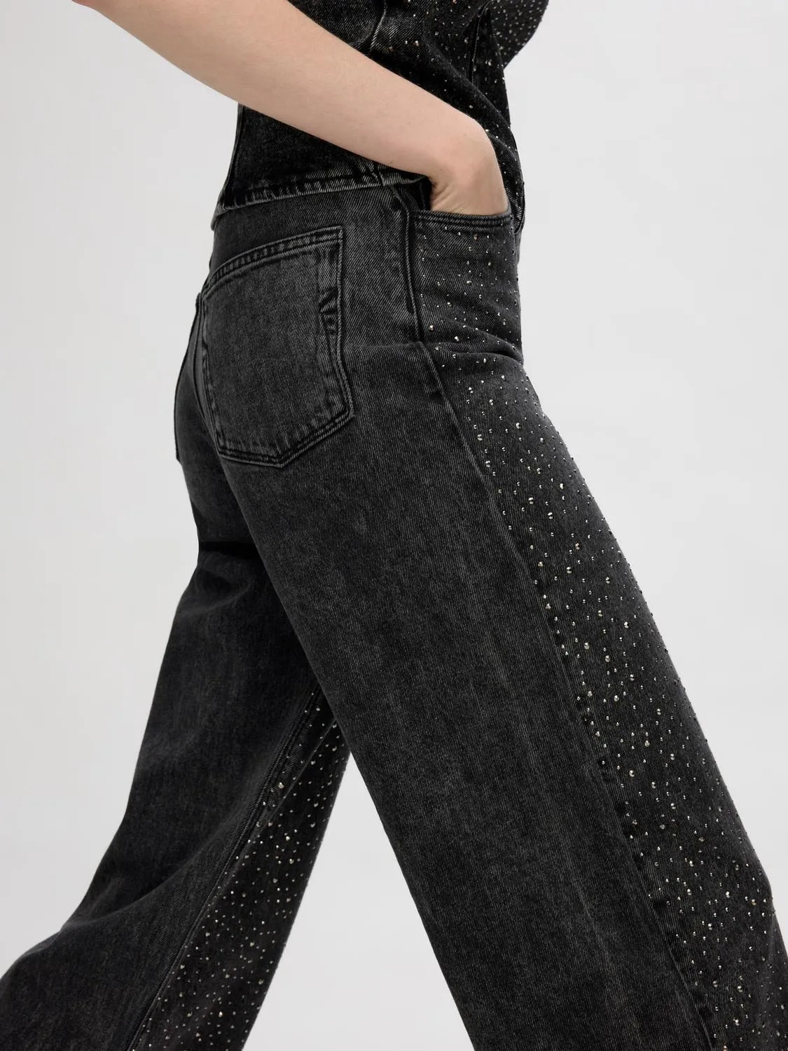 Marley-Merle Hw Wide Jeans - Black Washed