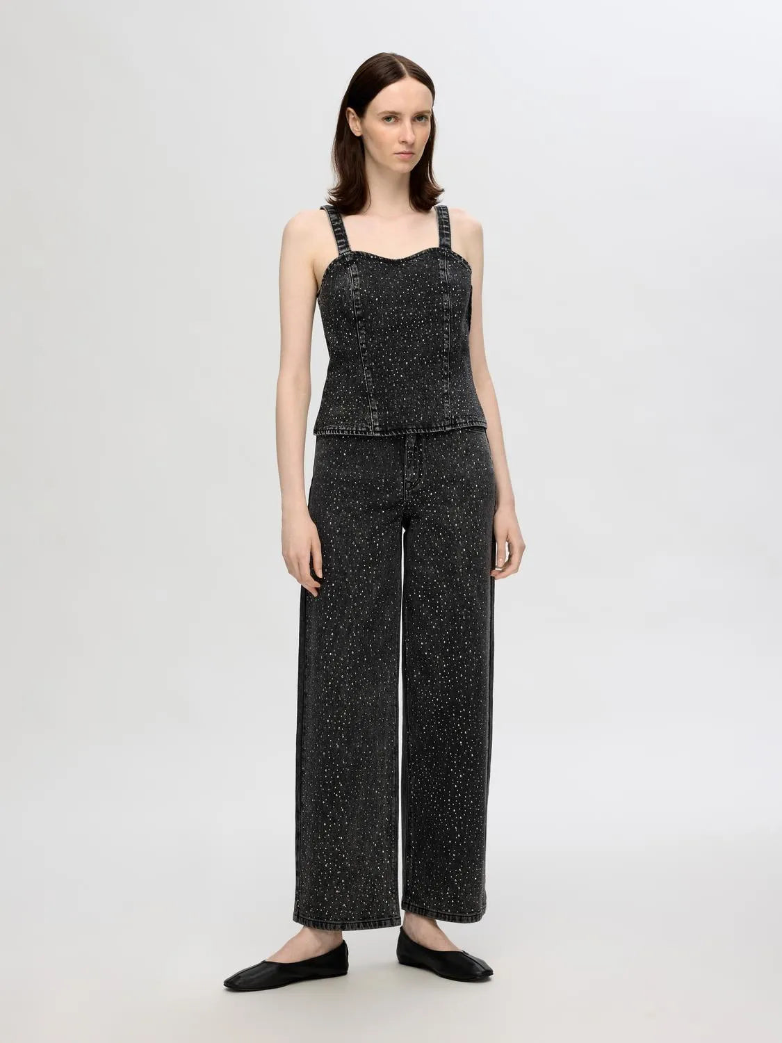 Marley-Merle Hw Wide Jeans - Black Washed