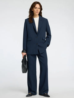 Rita Ls Relaxed Blazer Pin Stri Noos - Dark Sapphire Pin Stripe
