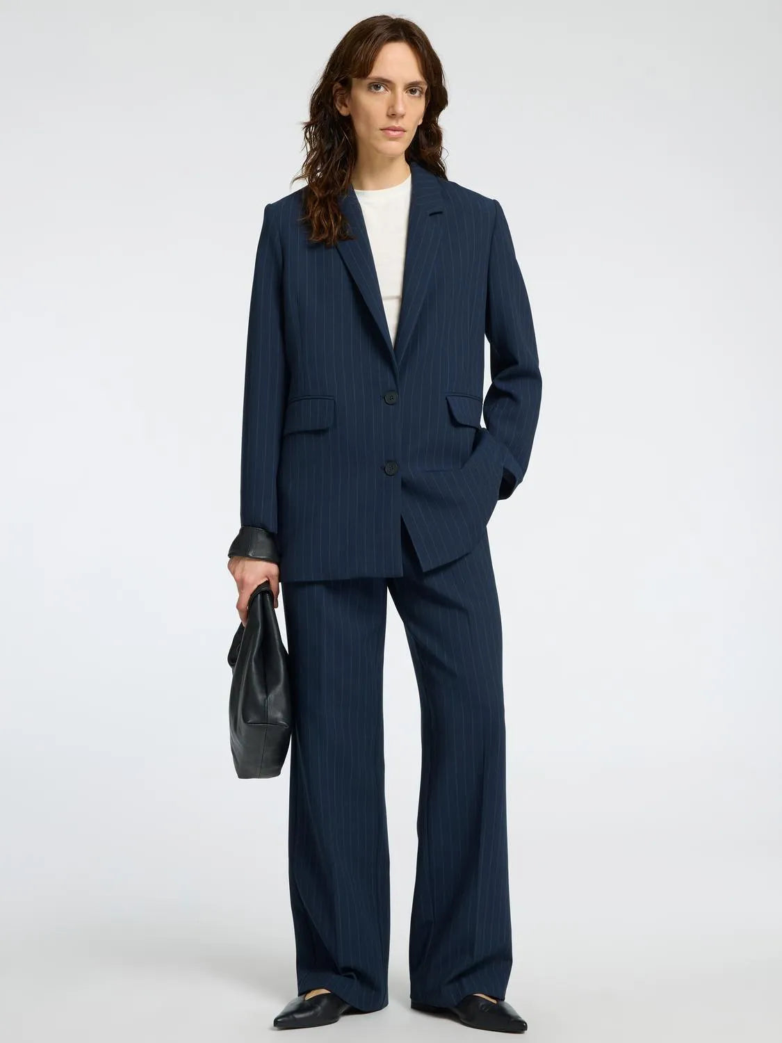 Rita LS Relaxed Blazer Pin Stripe - Dark Sapphire Pin Stripe
