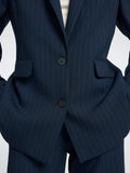 Rita LS Relaxed Blazer Pin Stripe - Dark Sapphire Pin Stripe