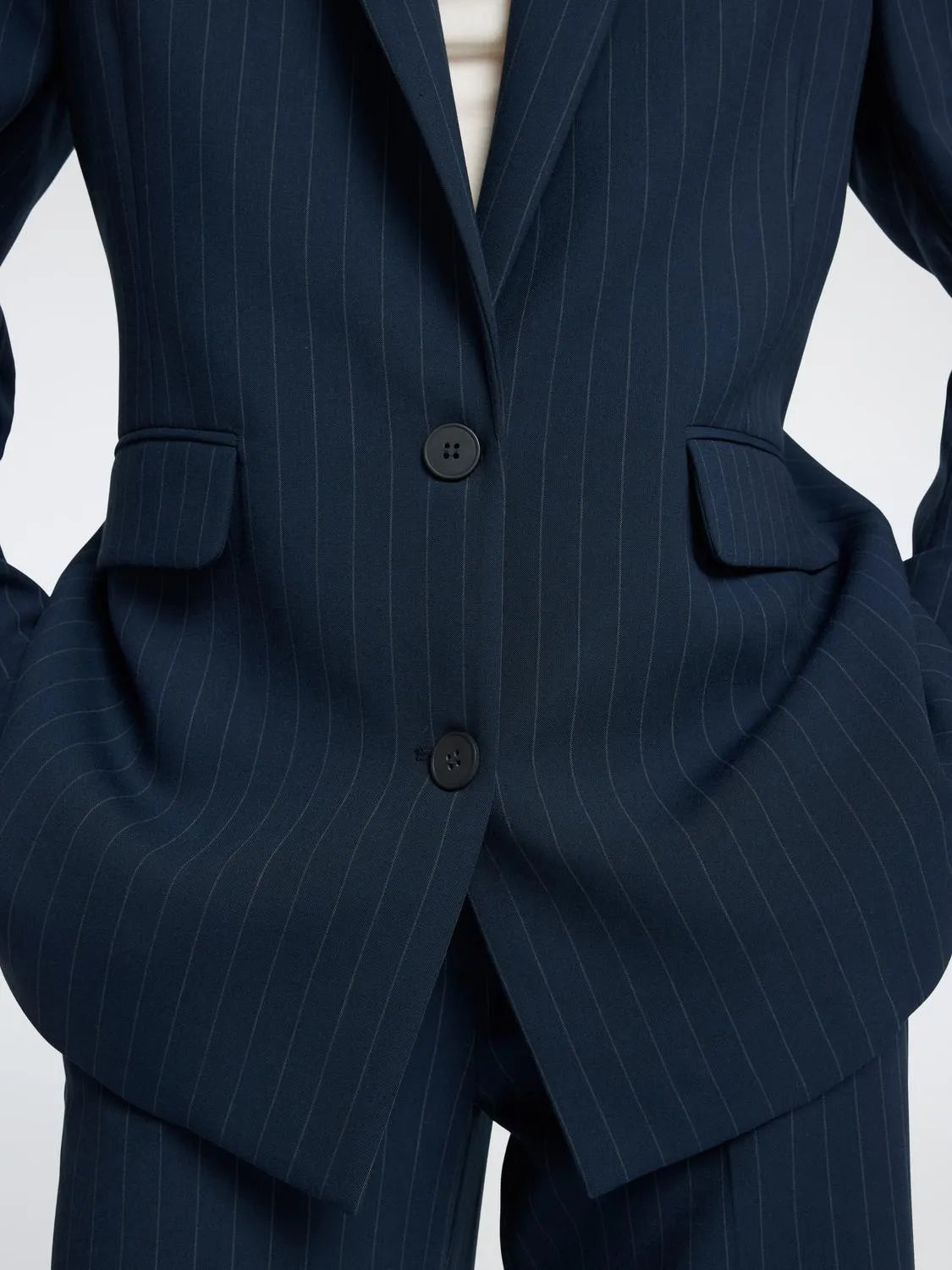 Rita LS Relaxed Blazer Pin Stripe - Dark Sapphire Pin Stripe