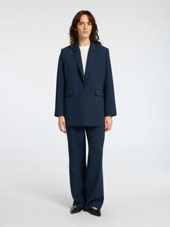 Rita Ls Relaxed Blazer Pin Stri Noos - Dark Sapphire Pin Stripe