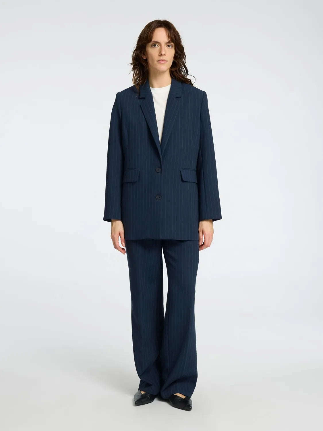 Rita LS Relaxed Blazer Pin Stripe - Dark Sapphire Pin Stripe