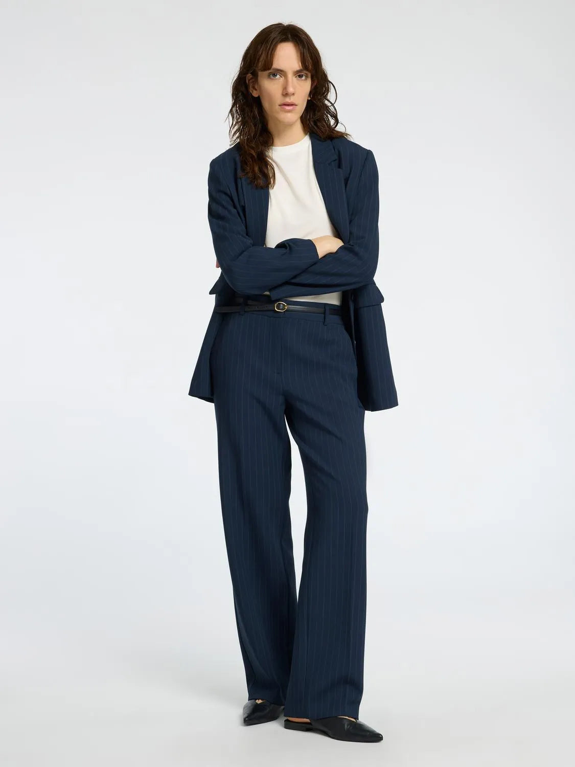 Rita Mw Wide Pant Pin Stripe Noos - Dark Sapphire Pin Stripe