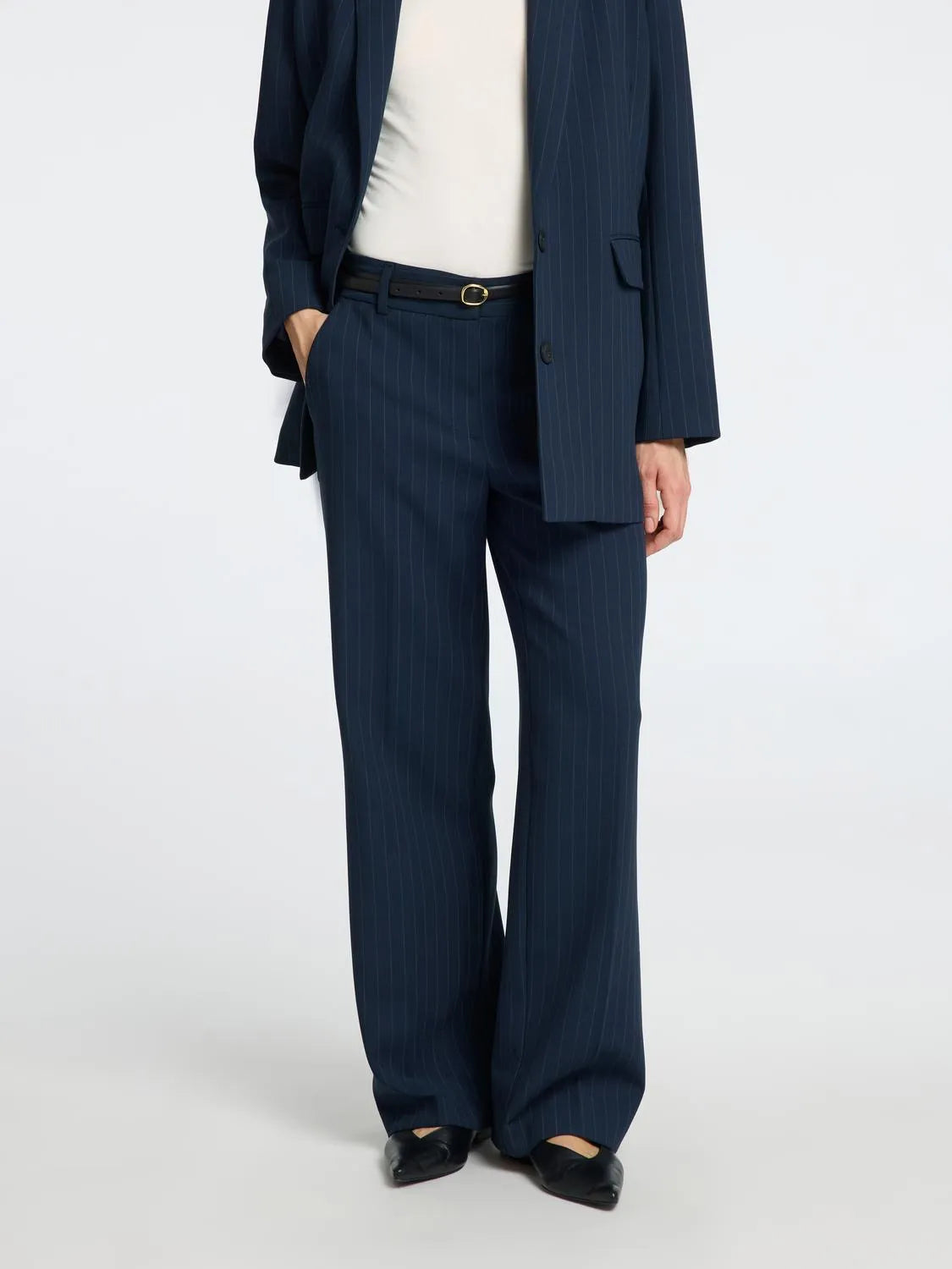 Rita Mw Wide Pant Pin Stripe Noos - Dark Sapphire Pin Stripe