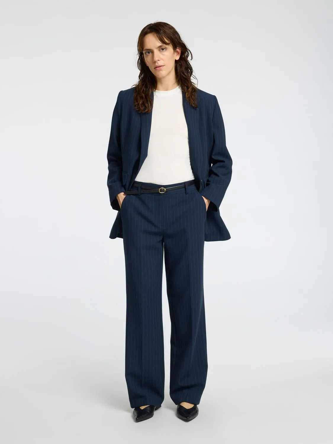 Rita Mw Wide Pant Pin Stripe Noos - Dark Sapphire Pin Stripe
