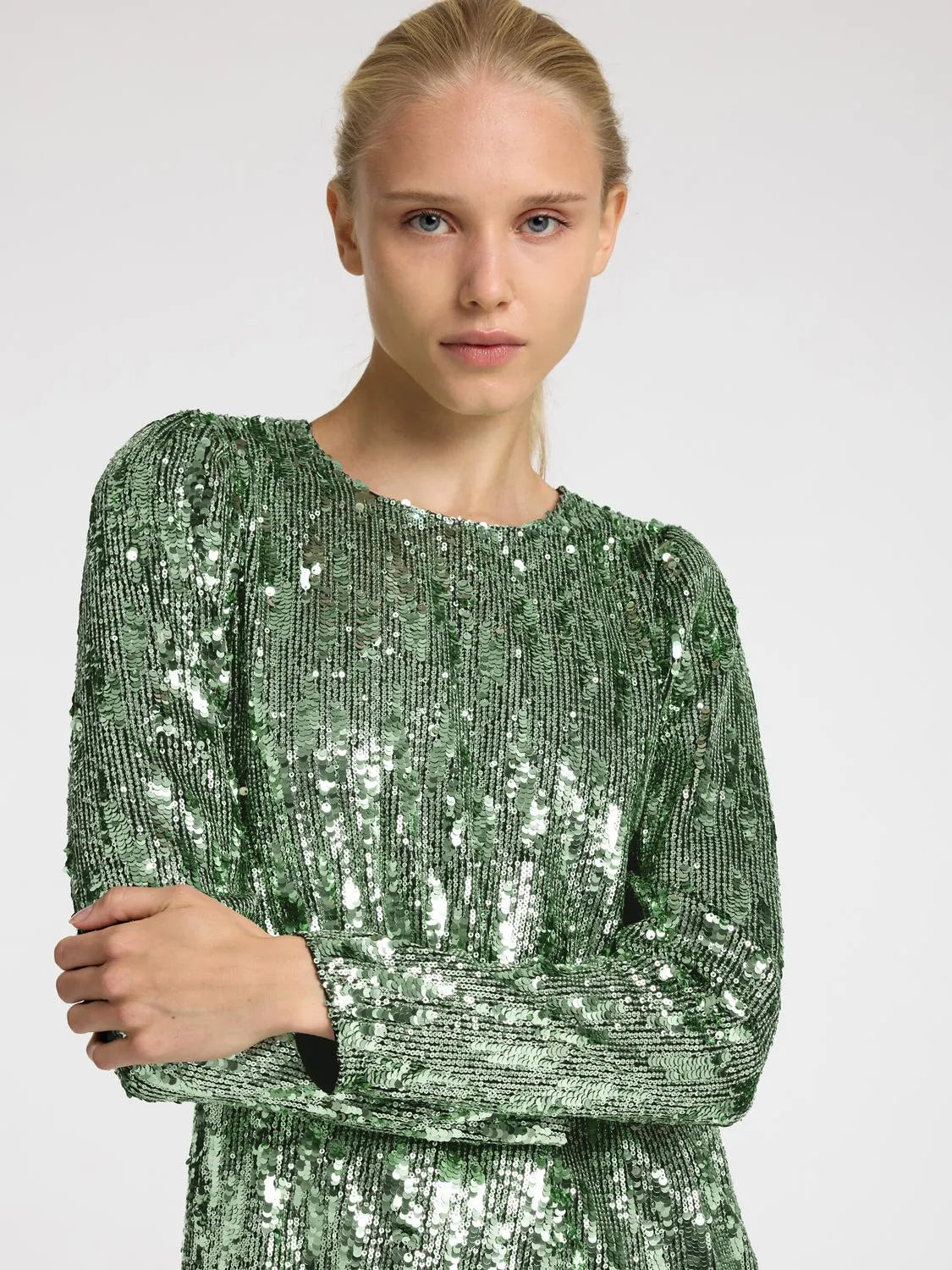 Ari-Colyn Ls Short Sequins Dress - Loden Frost