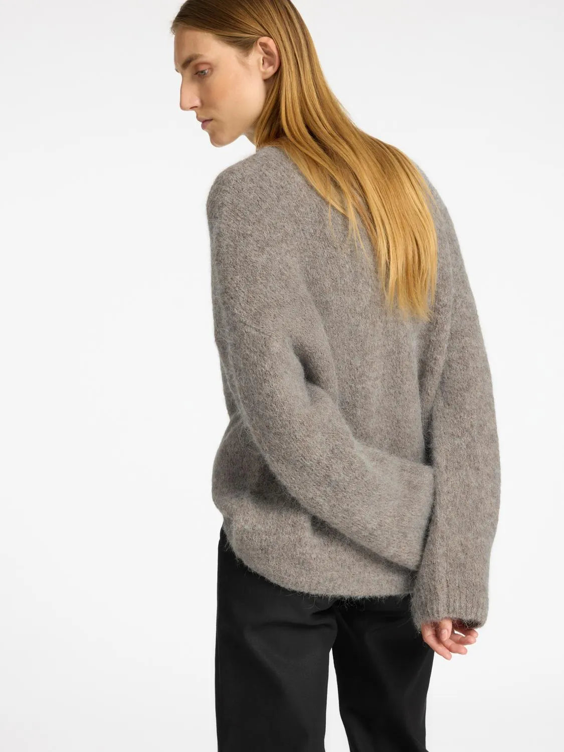 Gabella Ls Knit O-Neck Camp - Steel Gray
