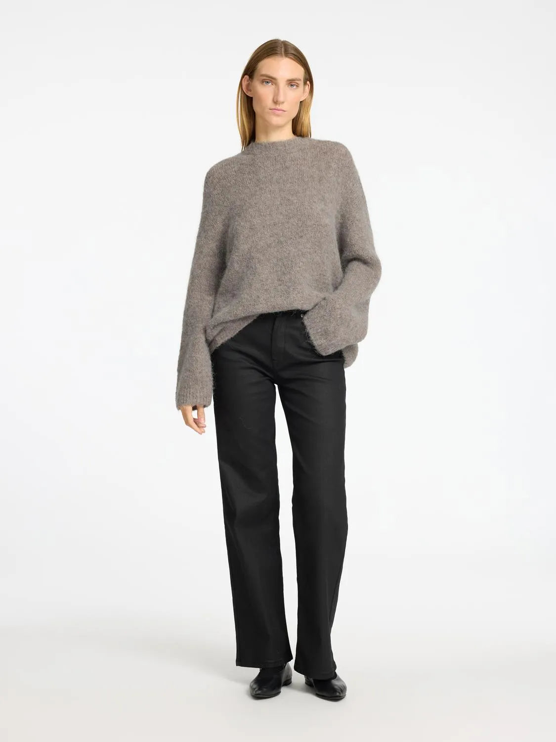 Gabella Ls Knit O-Neck Camp - Steel Gray