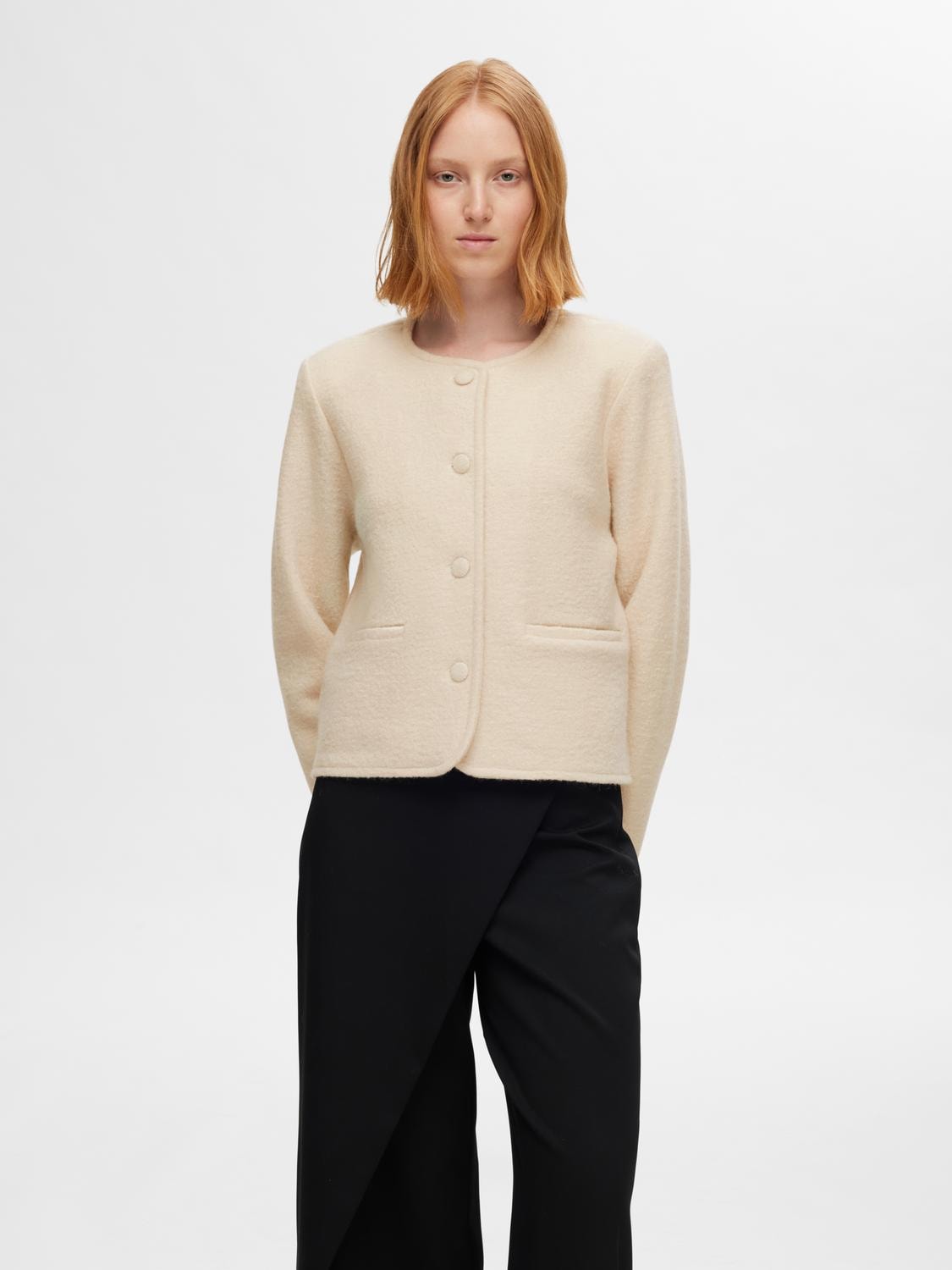 Darla Ls Knit Short Cardigan - Birch
