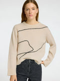 Sia Ras Ls Knit Artwork O-Neck - Birch Black