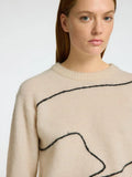 Sia Ras Ls Knit Artwork O-Neck - Birch Black