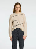 Sia Ras Ls Knit Artwork O-Neck - Birch Black