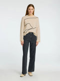 Sia Ras Ls Knit Artwork O-Neck - Birch Black
