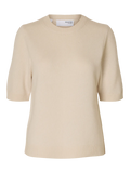 Cille 2/4 Knit O-Neck - Birch Melange
