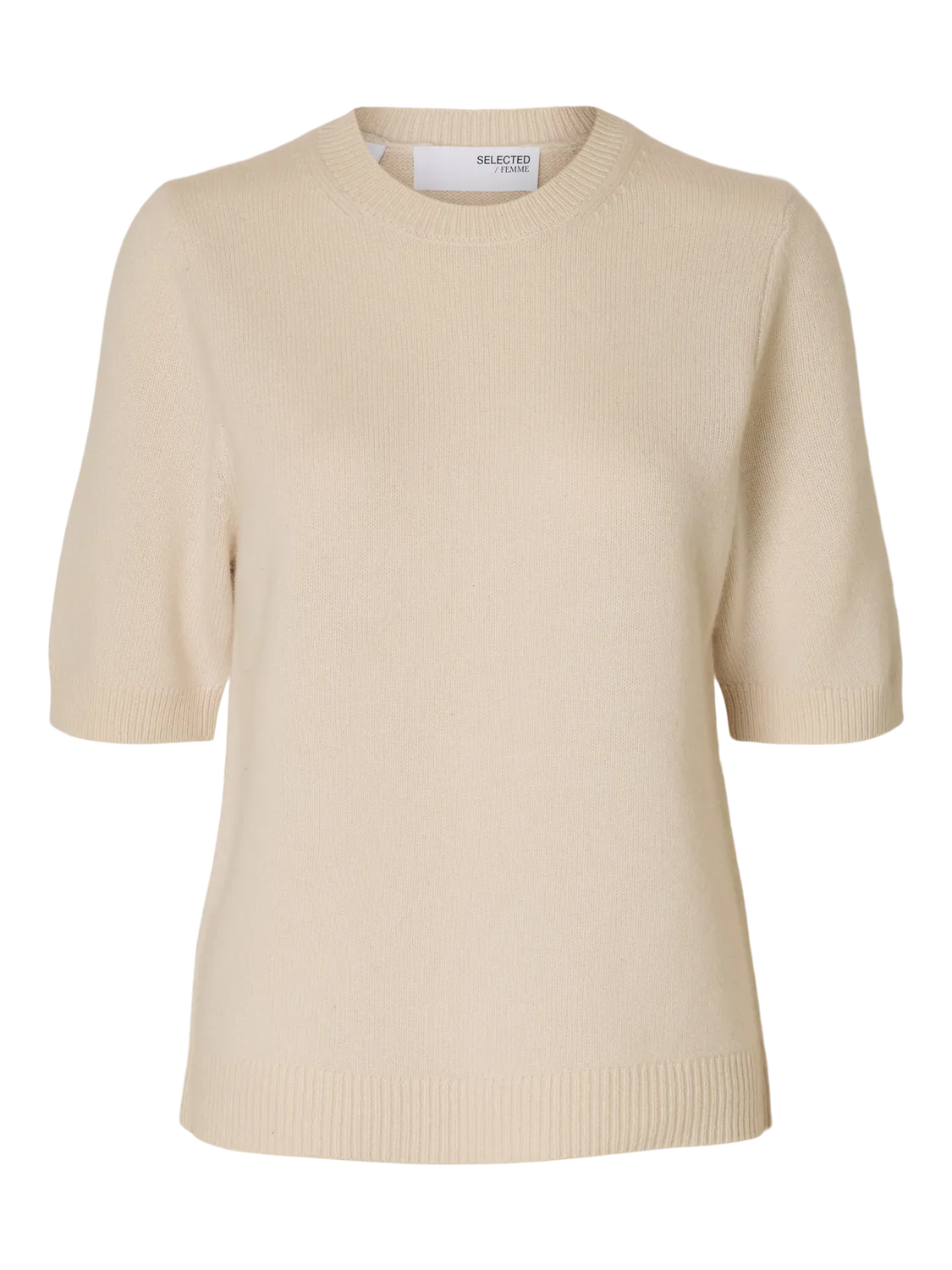 Cille 2/4 Knit O-Neck - Birch Melange