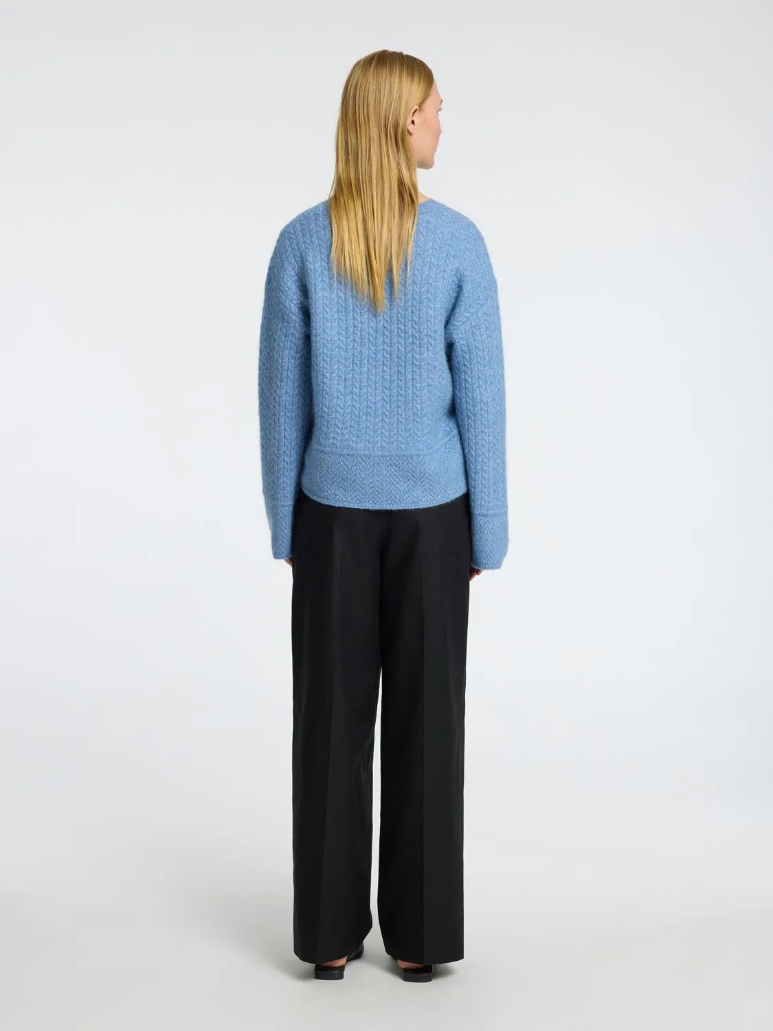 Alva Structure Ls Knit O-Neck - Endless Sky Melange