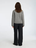 Selected Femme Lulu Ls Herringbone Knit High Neck - Medium Grey Melange/Birch