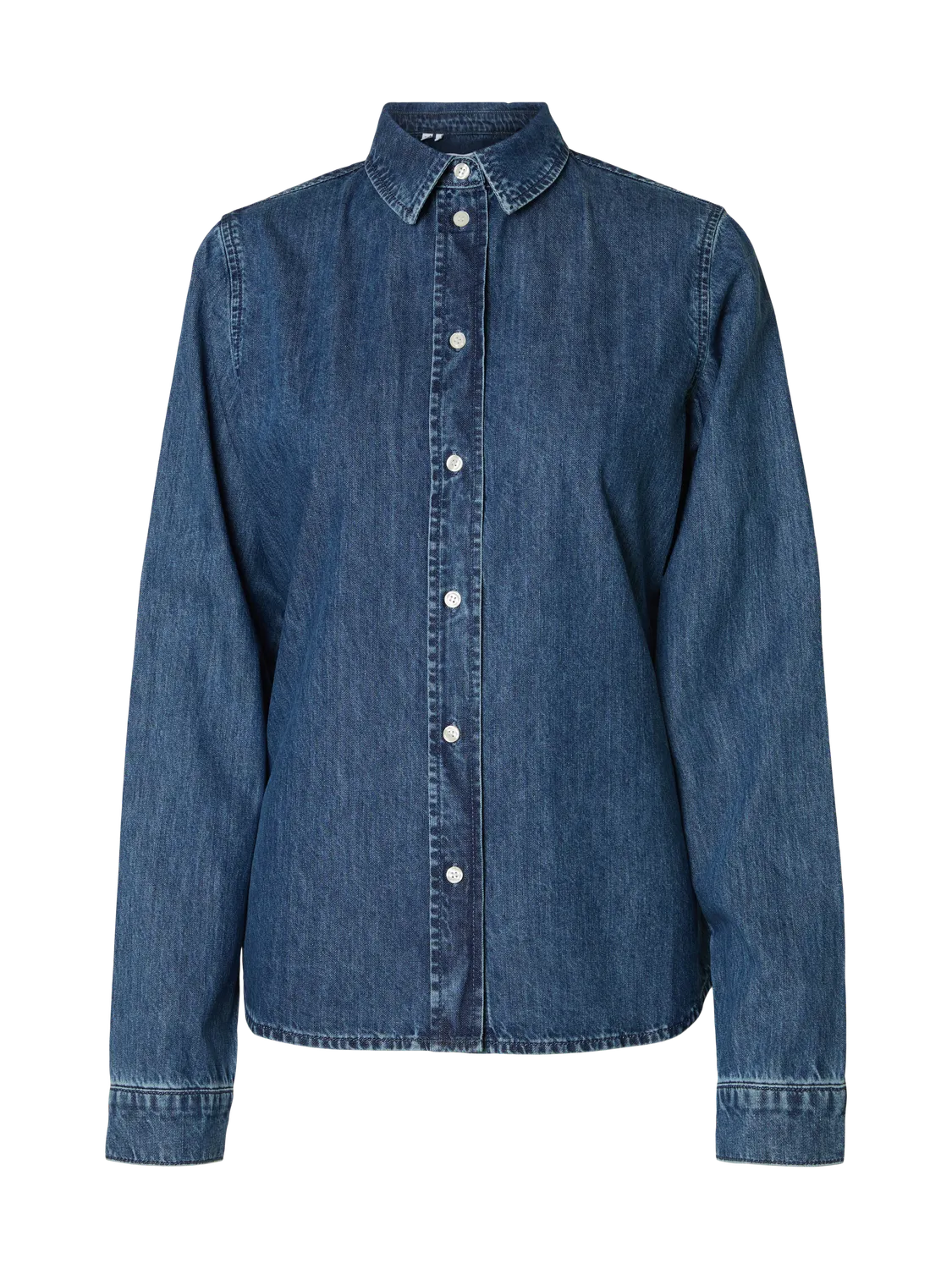 Selected Femme Bea Noa LS Fitted Denim Shirt - Medium Blue Denim