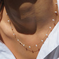 Stationed Pearl Necklace - Pale Gold