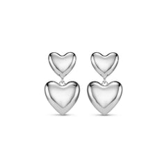Statement Voluminous Heart Drop Earring - Silver