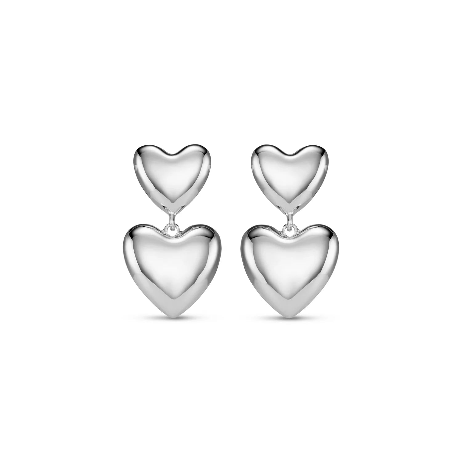Statement Voluminous Heart Drop Earring - Silver