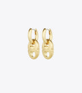 Small Gemini Link Hoop Earrings - Light Brass