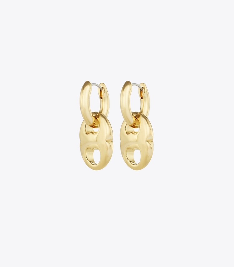 Small Gemini Link Hoop Earrings - Light Brass