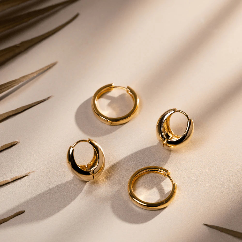 Polished Domed Taper Hoop - Pale Gold