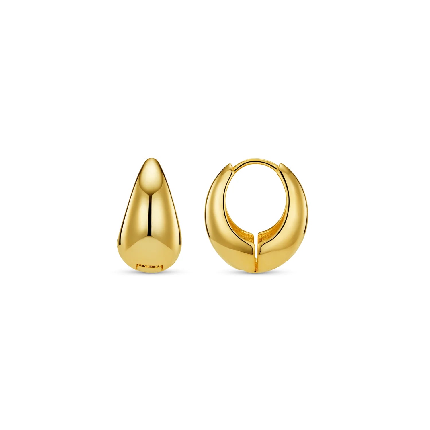 Polished Domed Taper Hoop - Pale Gold