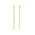 Cupchain & Etched Detail Long Drop Earrings - Pale Gold