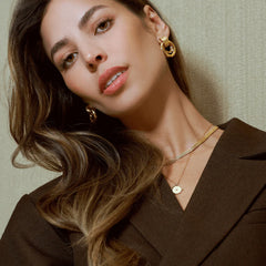 Statement Open Interlocking Hoop Earring - Pale Gold