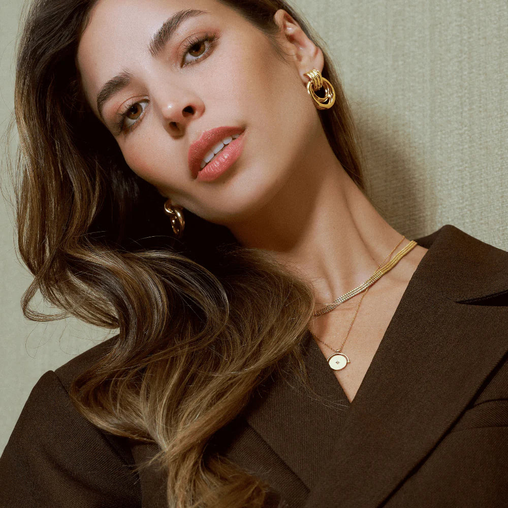 Statement Open Interlocking Hoop Earring - Ljusguld
