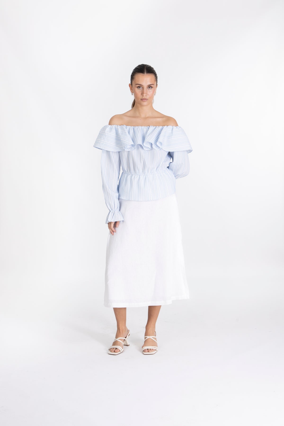 Yascala Ls Os Top S - Star White/Cashmere Blue