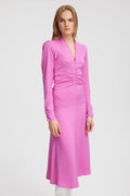 BrinaGZ Midi V-Neck Dress - Super Pink