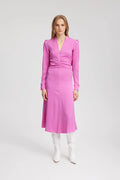 BrinaGZ Midi V-Neck Dress - Super Pink