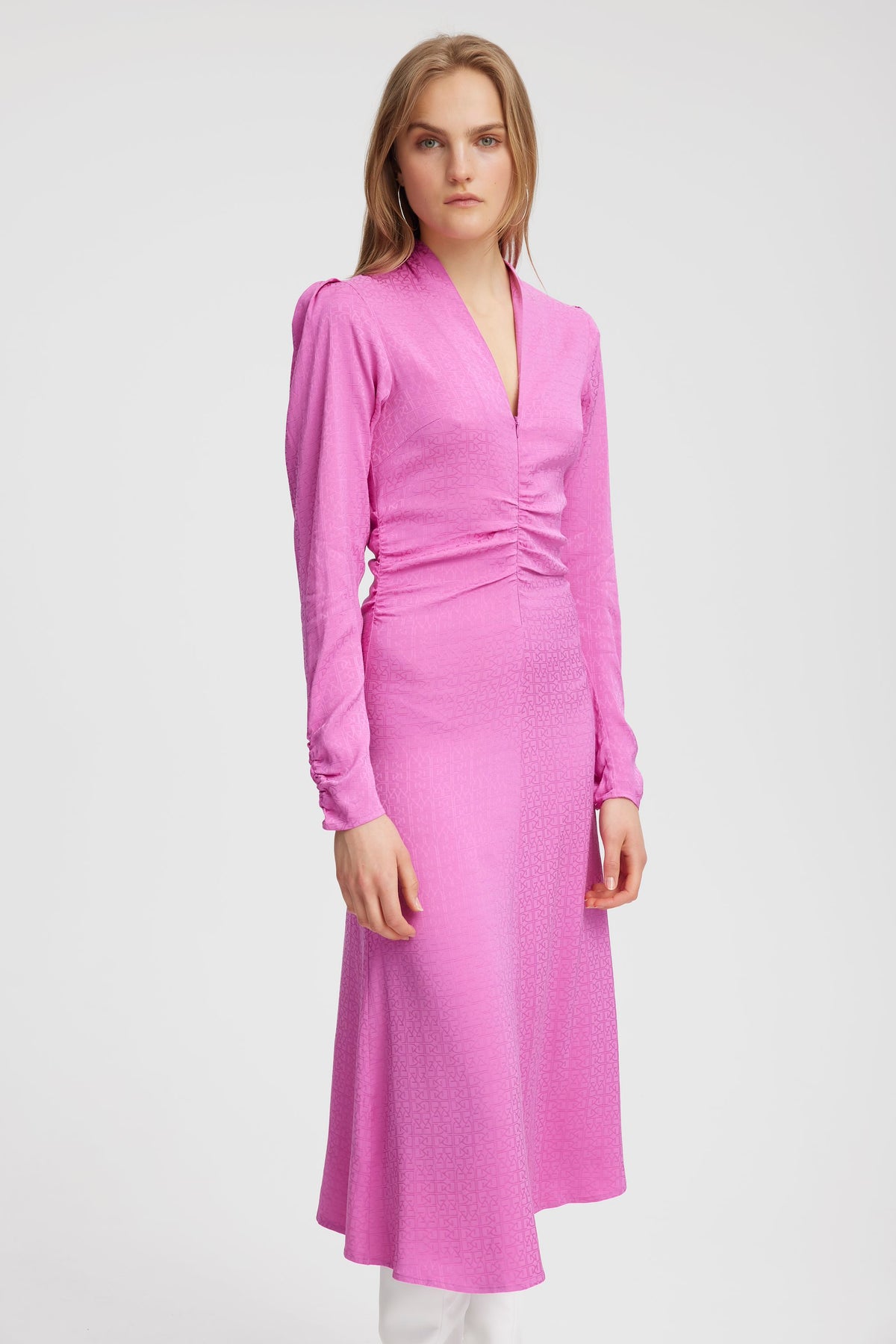 BrinaGZ Midi V-Neck Dress - Super Pink