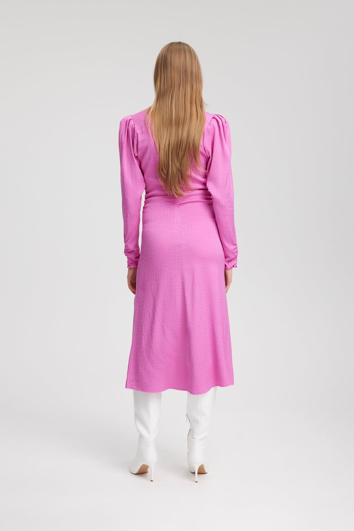 BrinaGZ Midi V-Neck Dress - Super Pink