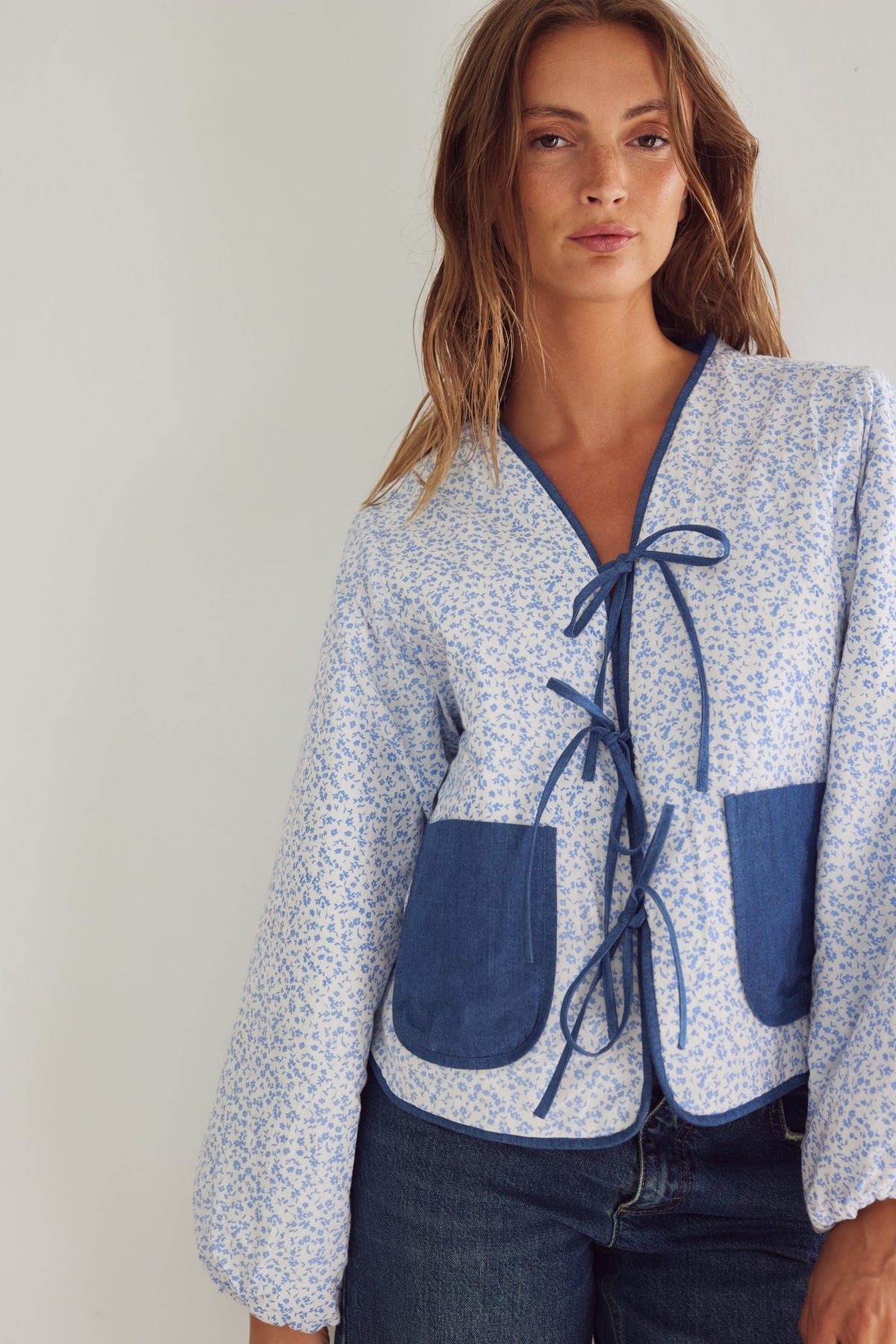 Lori Jacket - Calla Denim Print