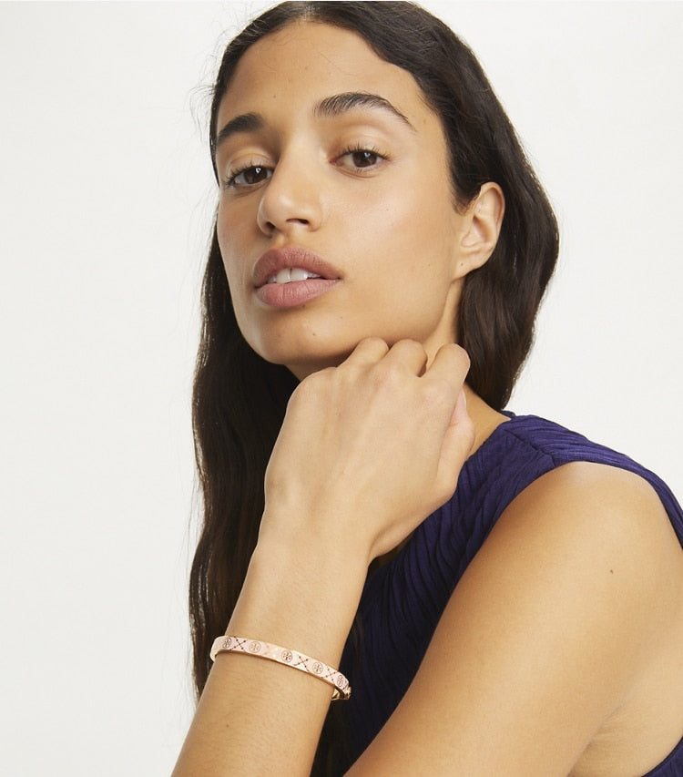 T Monogram Hinge Armband - Tory Gold / New Ivory
