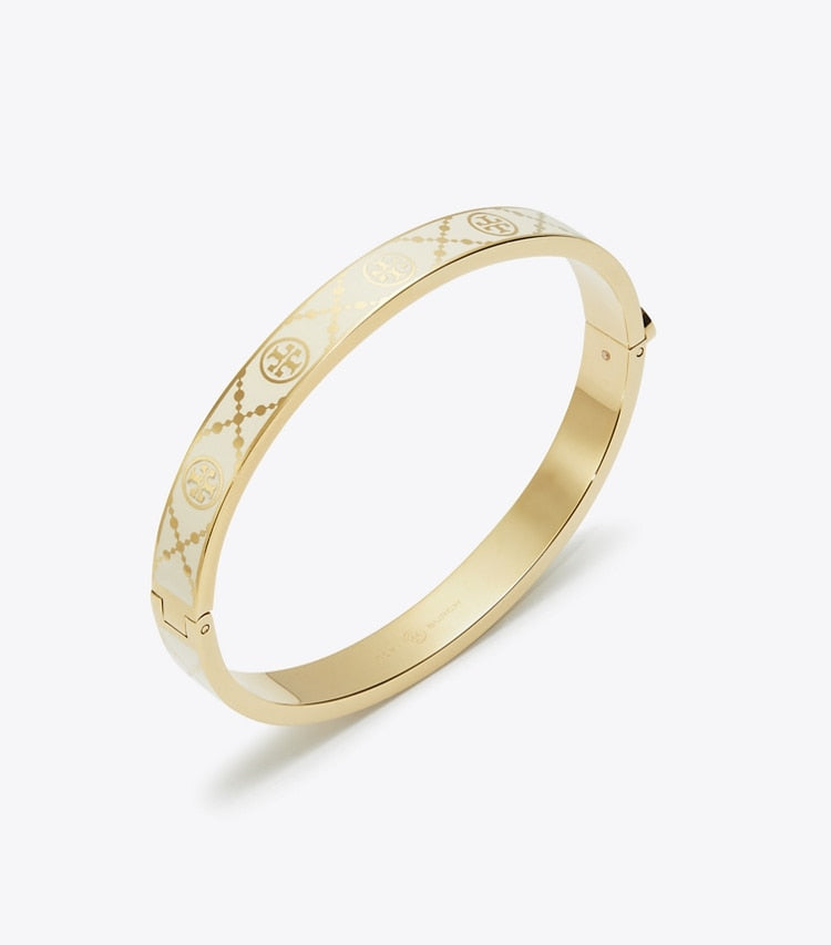 T Monogram Hinge Armband - Tory Gold / New Ivory