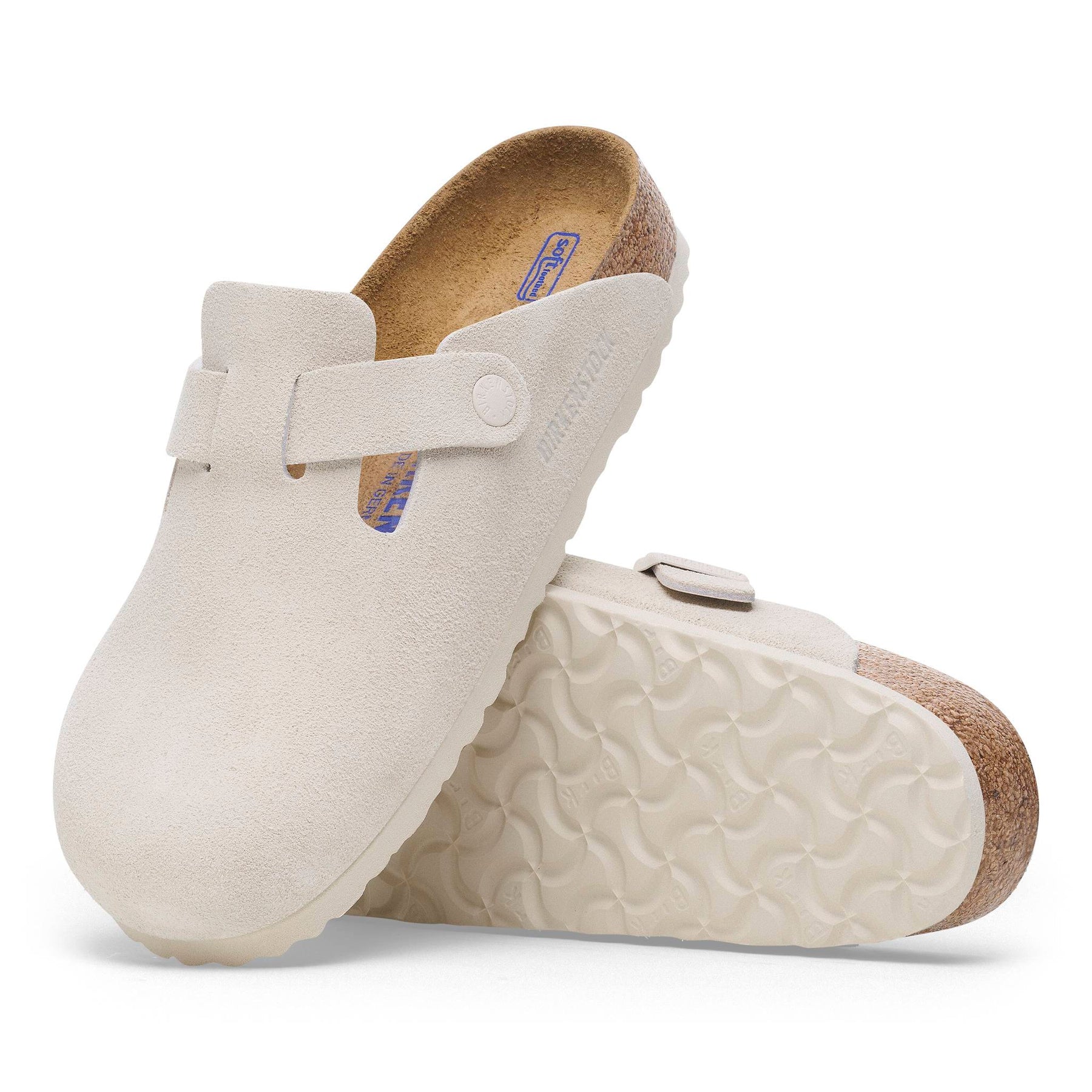 Birkenstock Boston Suede Soft Footbed Narrow - Antique White