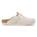 Birkenstock Boston Suede Soft Footbed Narrow - Antique White