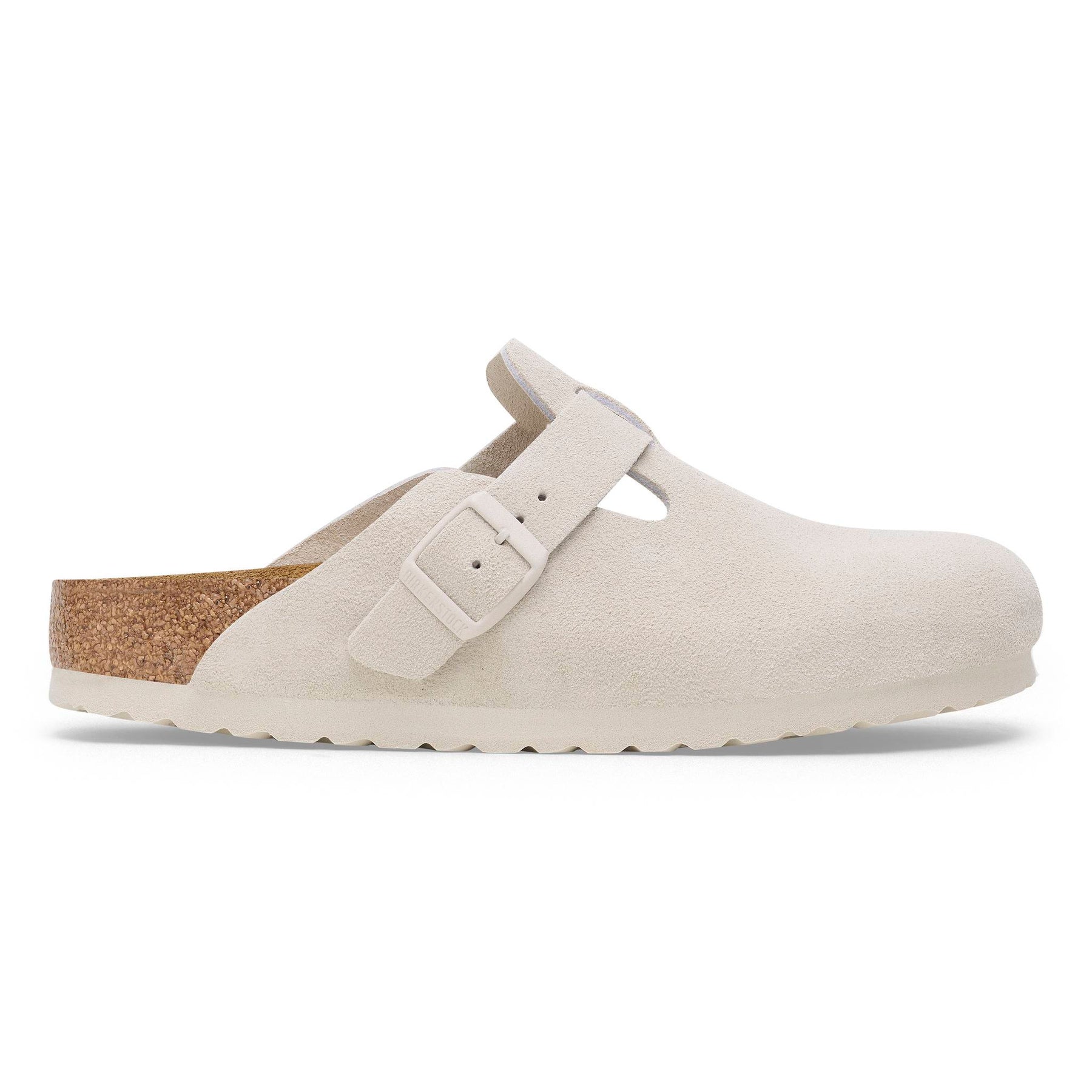 Birkenstock Boston Suede Soft Footbed Narrow - Antique White