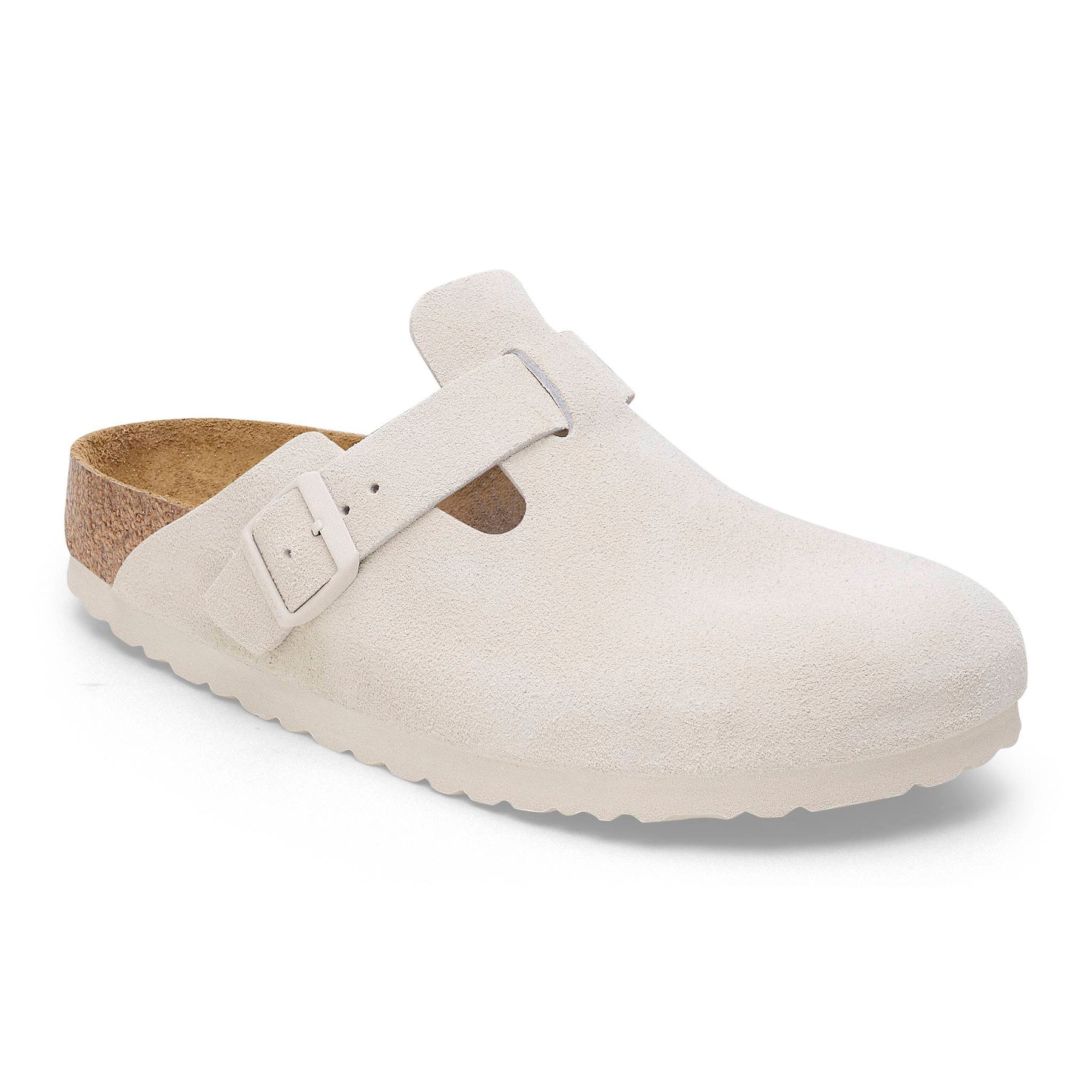 Birkenstock Boston Suede Soft Footbed Narrow - Antique White