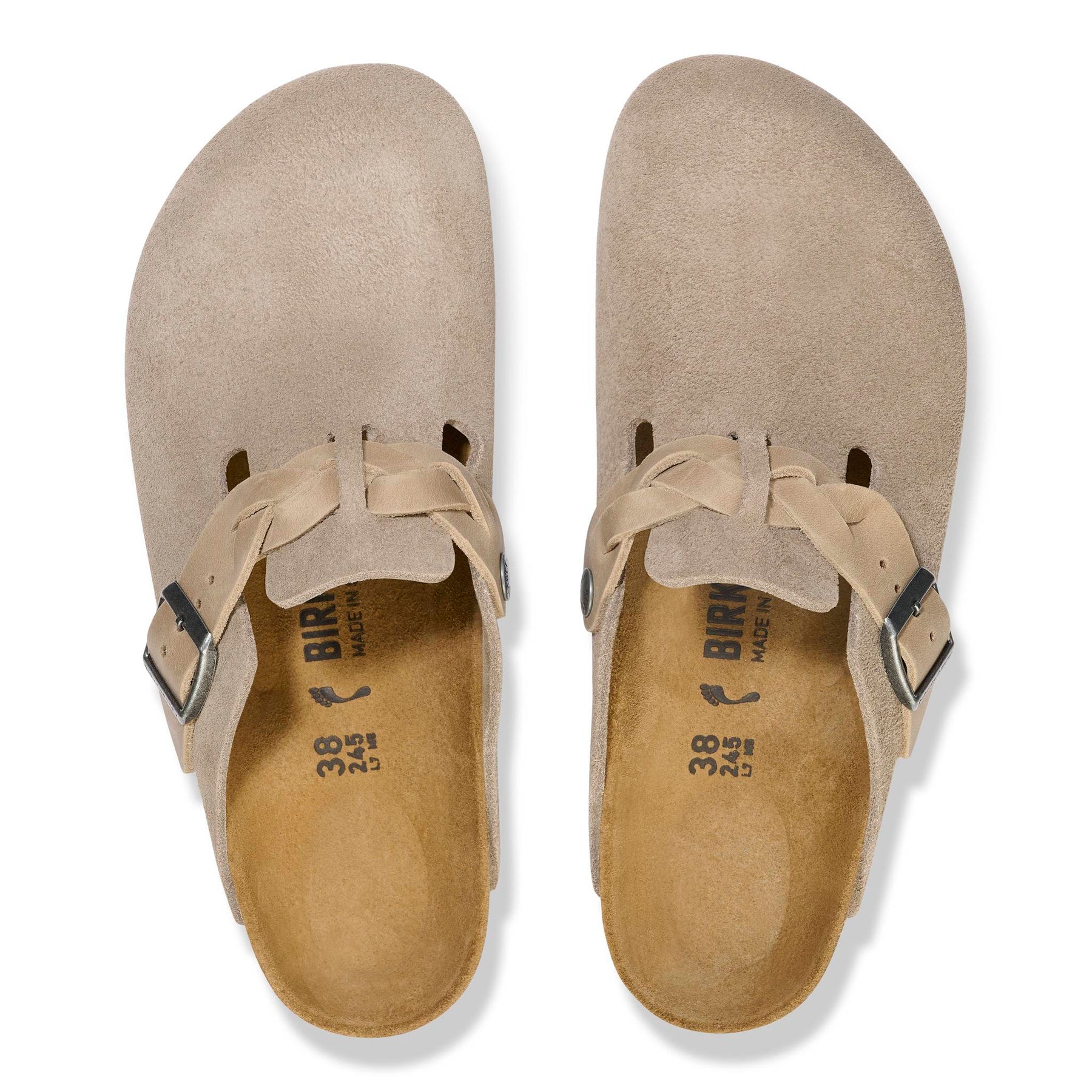 Birkenstock Boston Braided Suede Leather Narrow - Taupe